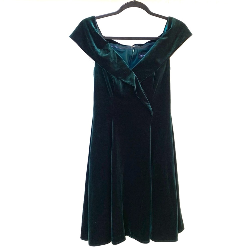 XSCAPE Off Shoulder Velvet Dress